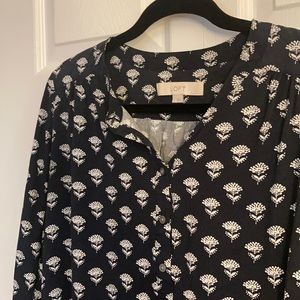 LOFT Long Sleeve 1/4 Button Top